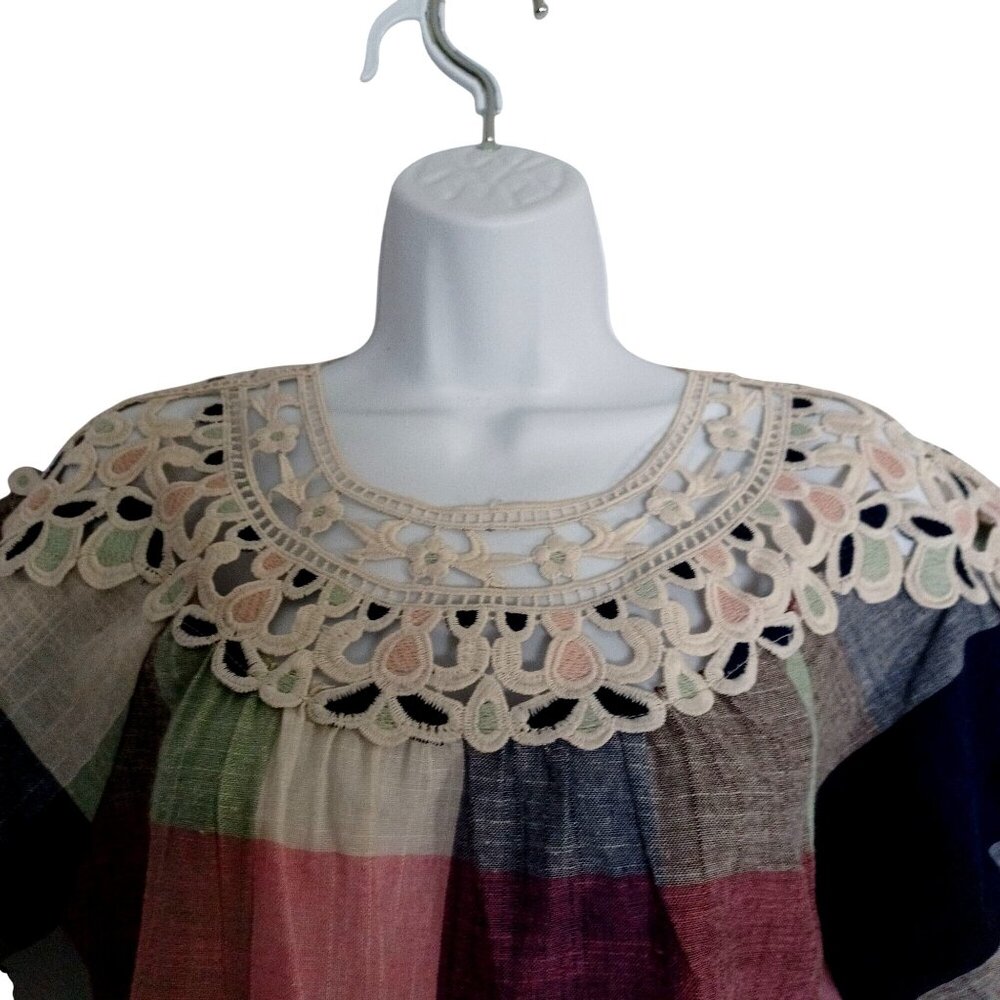 Mystree Patchwork Plaid Boho Cottagecore Crochet … - image 3